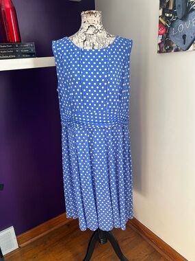 NorthStyle Blue Polka Dot Sleeveless Plus Size Dress